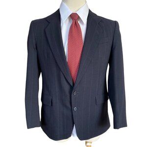 Vintage Monsieur Bernard Blazer Pinstripe Wool Sports Coat Jacket 2 Button 38R